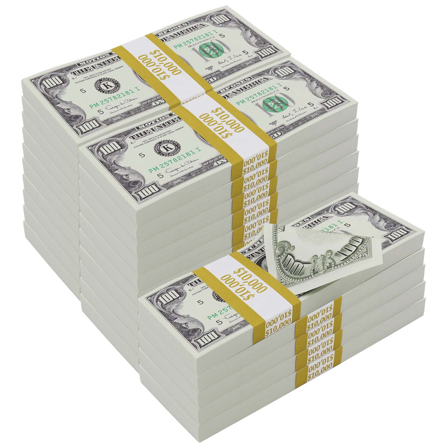 $250,000 Full Print 1990 Series Stacks By Prop Money Inc.