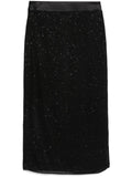 Peserico Sequin-Embellished Mesh Skirt — Black