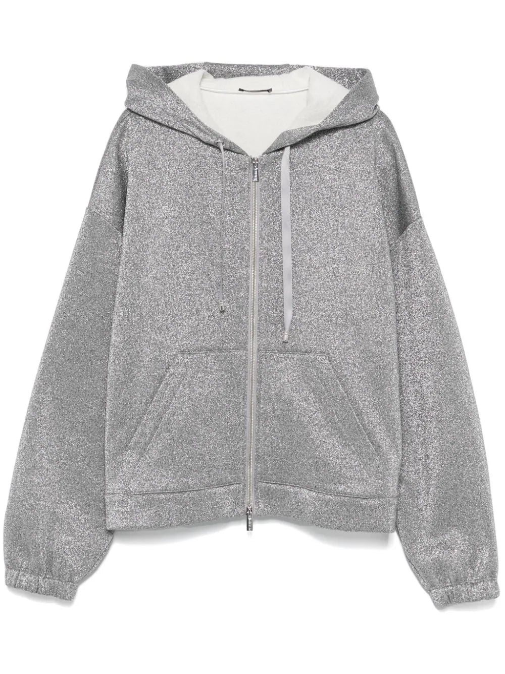 Peserico Metallic-Effect Cotton Blend Hoodie — Gray