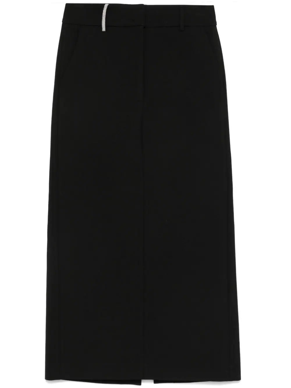 Peserico Stretch Straight-Cut Midi Skirt — Black