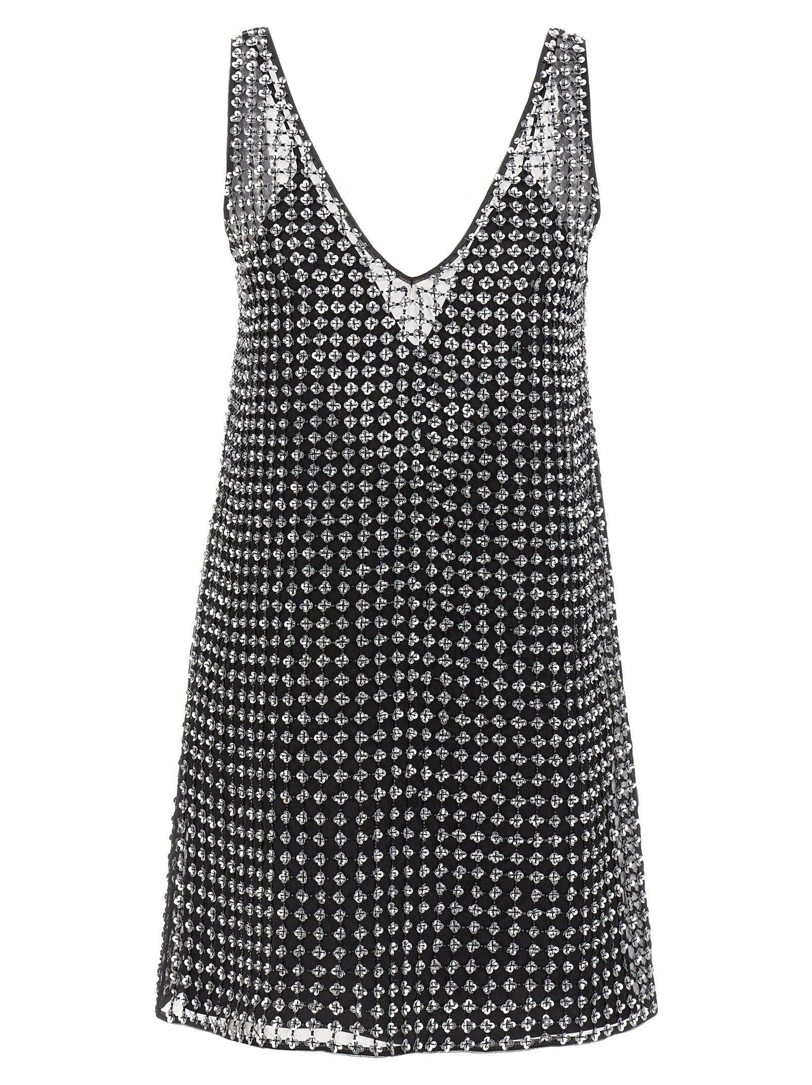 Max Mara Sequin-Embroidered Organza Dress — Black