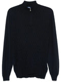 Fedeli Virgin-Wool Jacquard Sweater — Navy