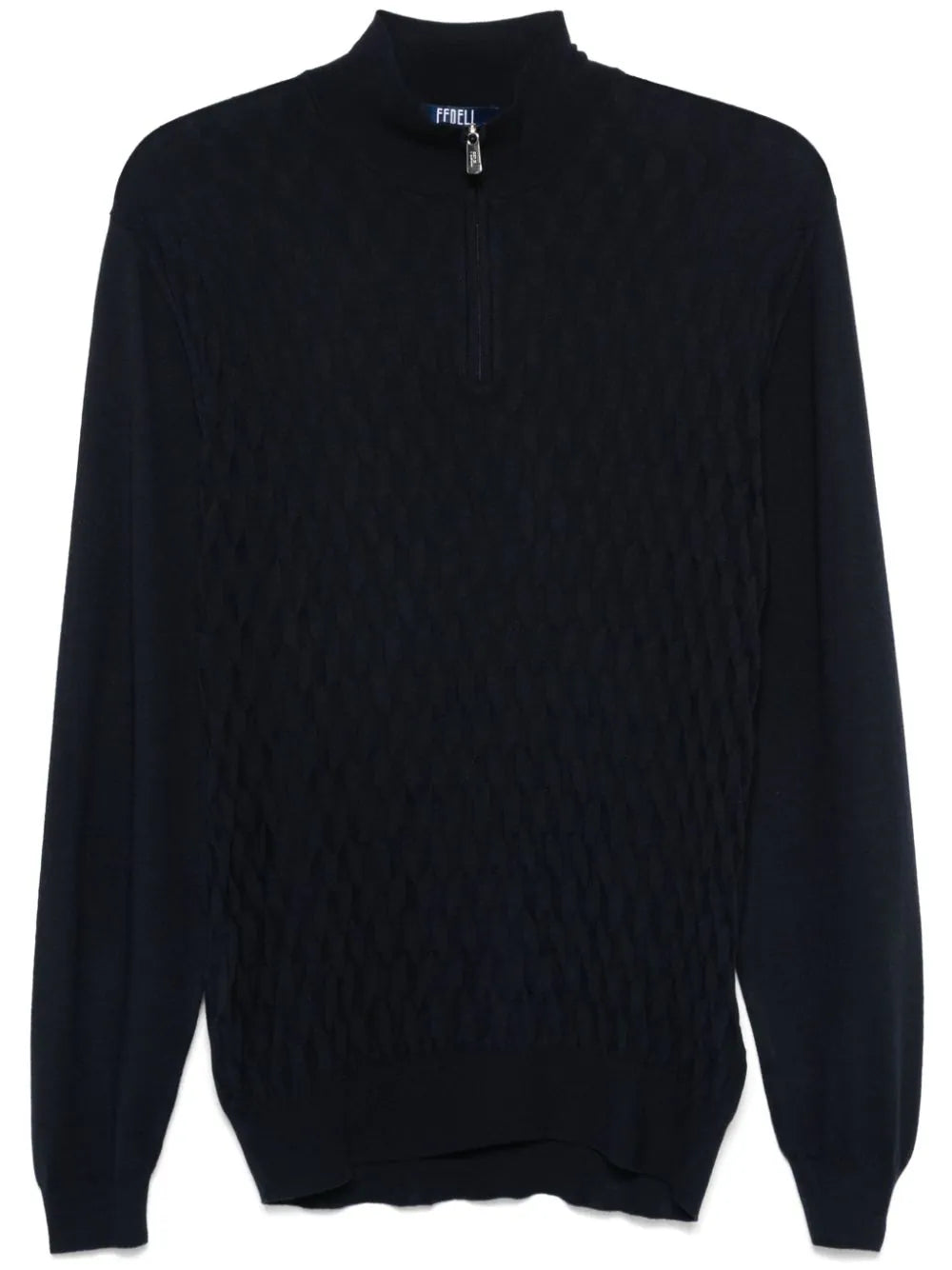 Fedeli Virgin-Wool Jacquard Sweater — Navy