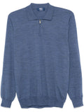Fedeli Virgin Wool Fine-Knit Polo — Blue