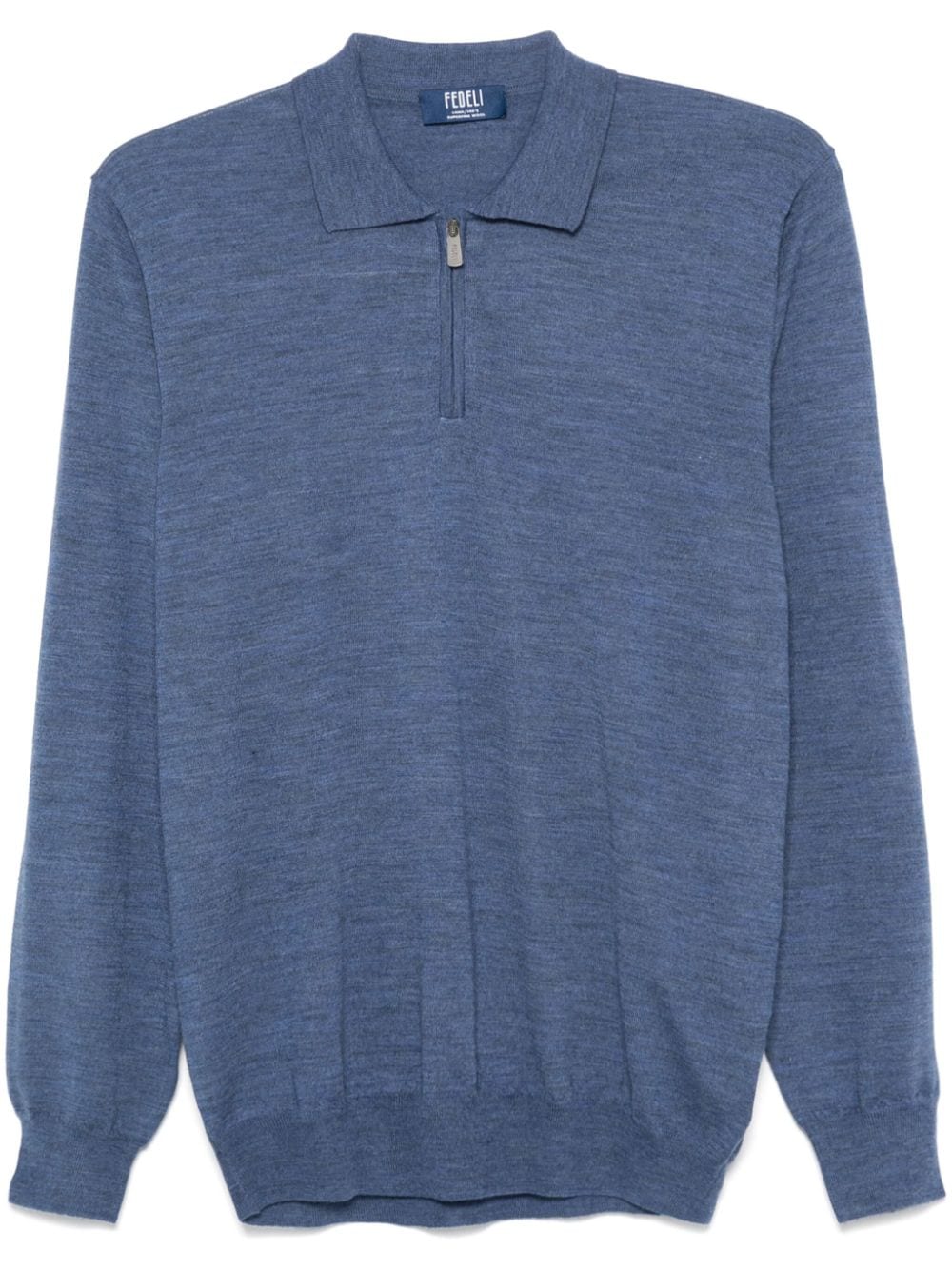 Fedeli Virgin Wool Fine-Knit Polo — Blue