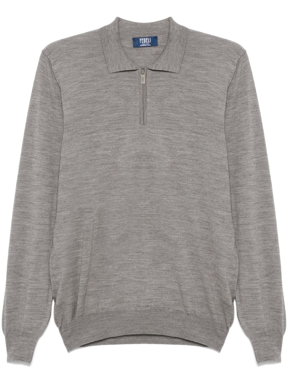 Fedeli Virgin Wool Fine-Knit Polo — grey