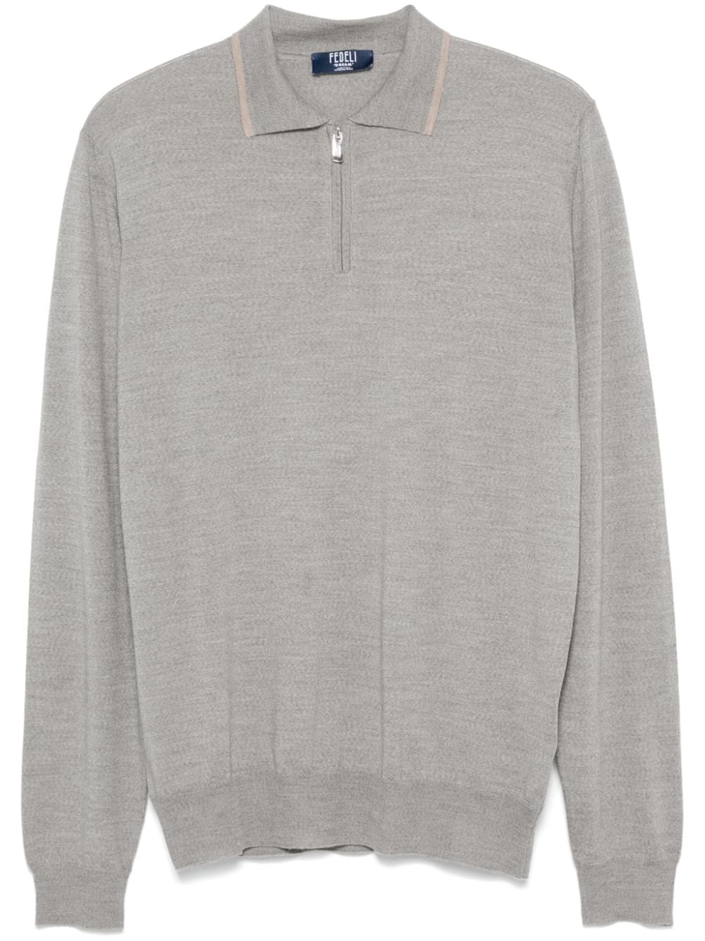 Fedeli Fine-Knit Virgin Wool Polo Shirt — grey