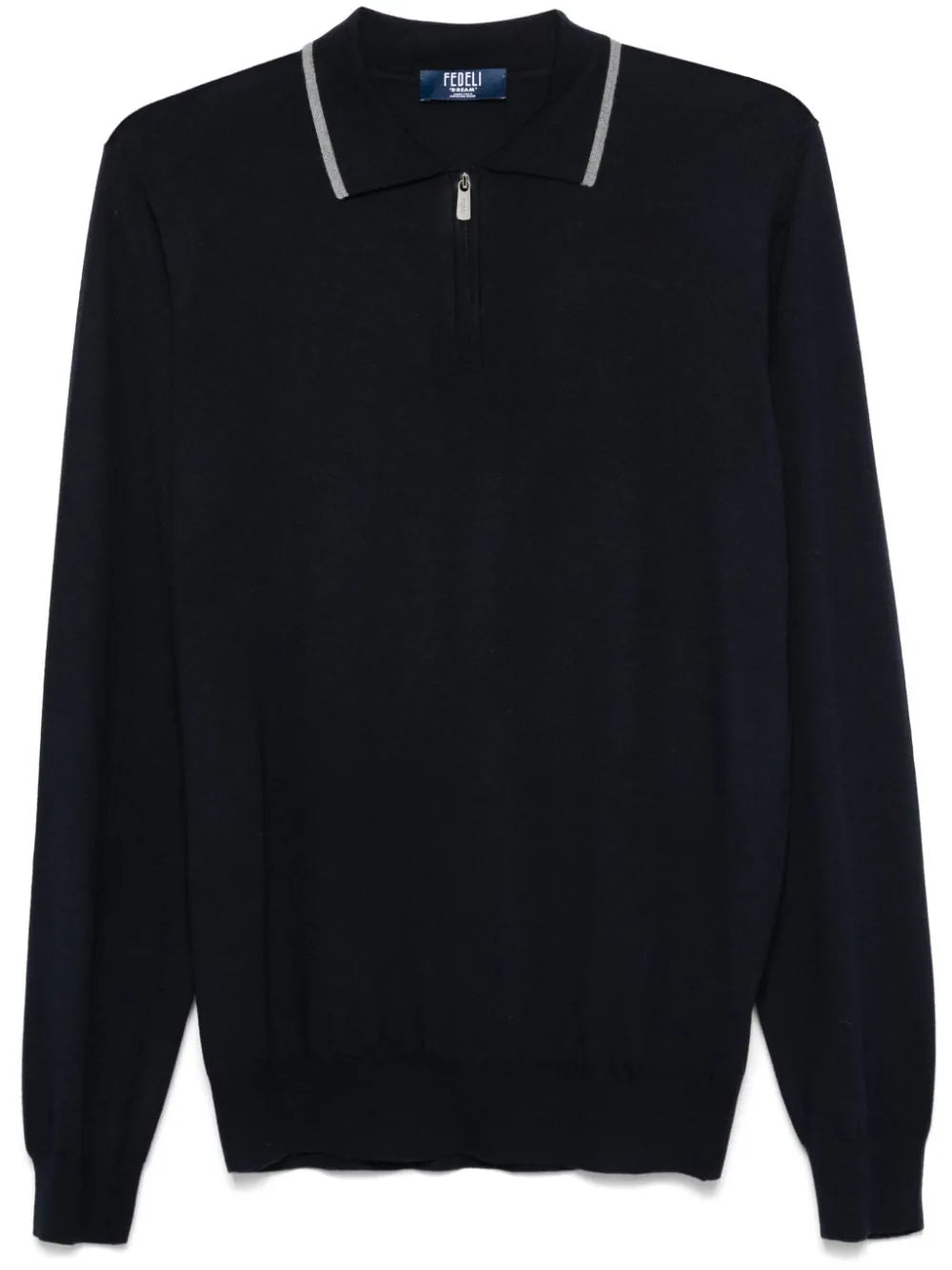 Fedeli Fine-Knit Virgin Wool Polo — Navy