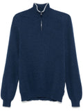 Fedeli Cashmere Half-Zip Sweater — Navy