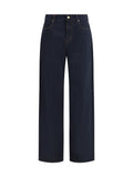 Max Mara Studio Baggy Cotton Satin Trousers — Navy