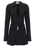 The Attico Polo Collar Mini Dress — Black