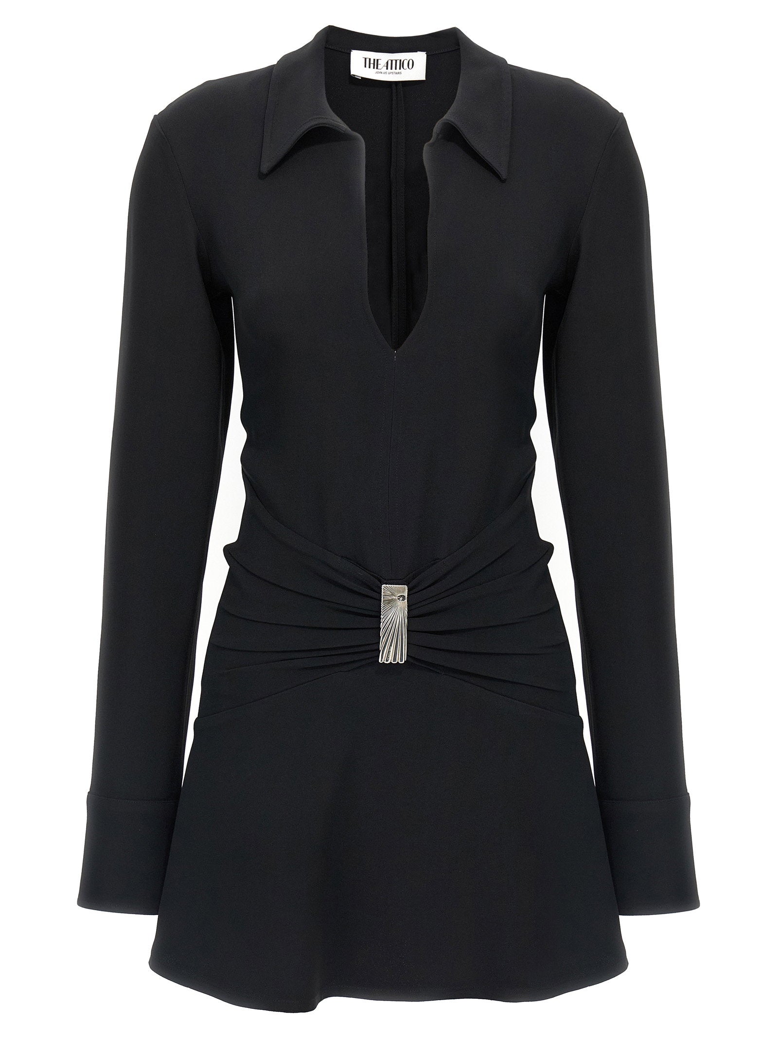 The Attico Polo Collar Mini Dress — Black