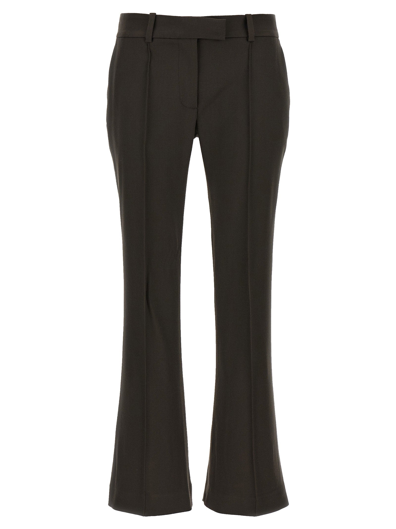 The Attico Flared Wool-Blend Trousers — Black