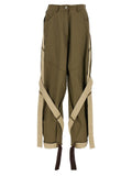 The Attico Two-Tone Grosgrain Military Cargo Pants — Olive