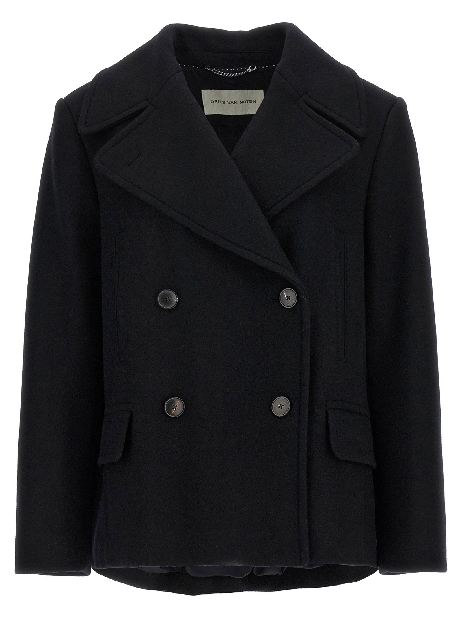 Dries Van Noten Vafel Coat — Black