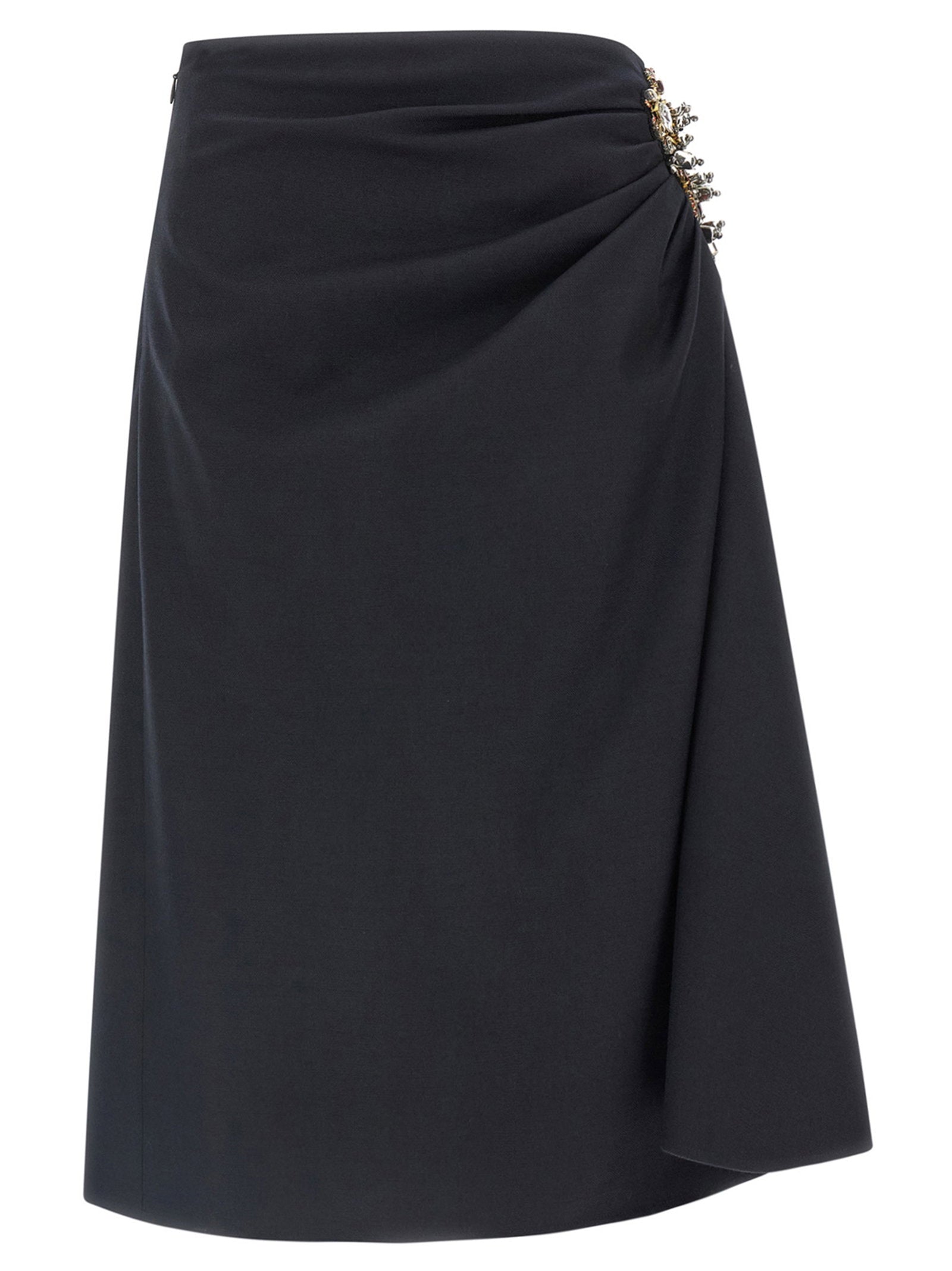 Dries Van Noten Herringbone Wool Skirt — Black