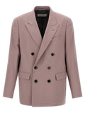 Dries Van Noten Double-Breasted Wool Blazer — Mauve