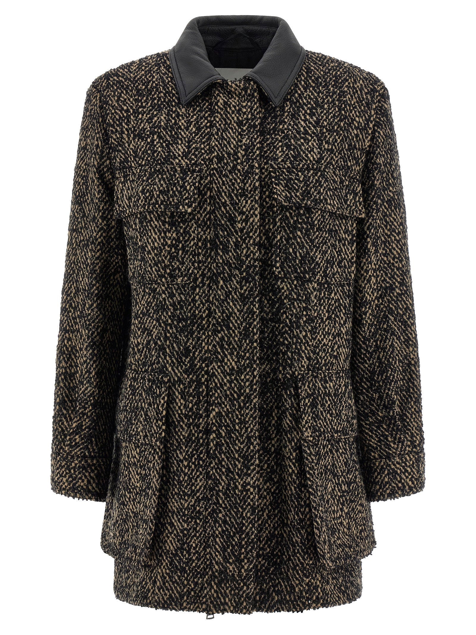 Max Mara Saharan Wool Tweed Jacket — Black