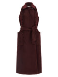 Max Mara Long-Haired Alpaca and Wool Coat — Burgundy