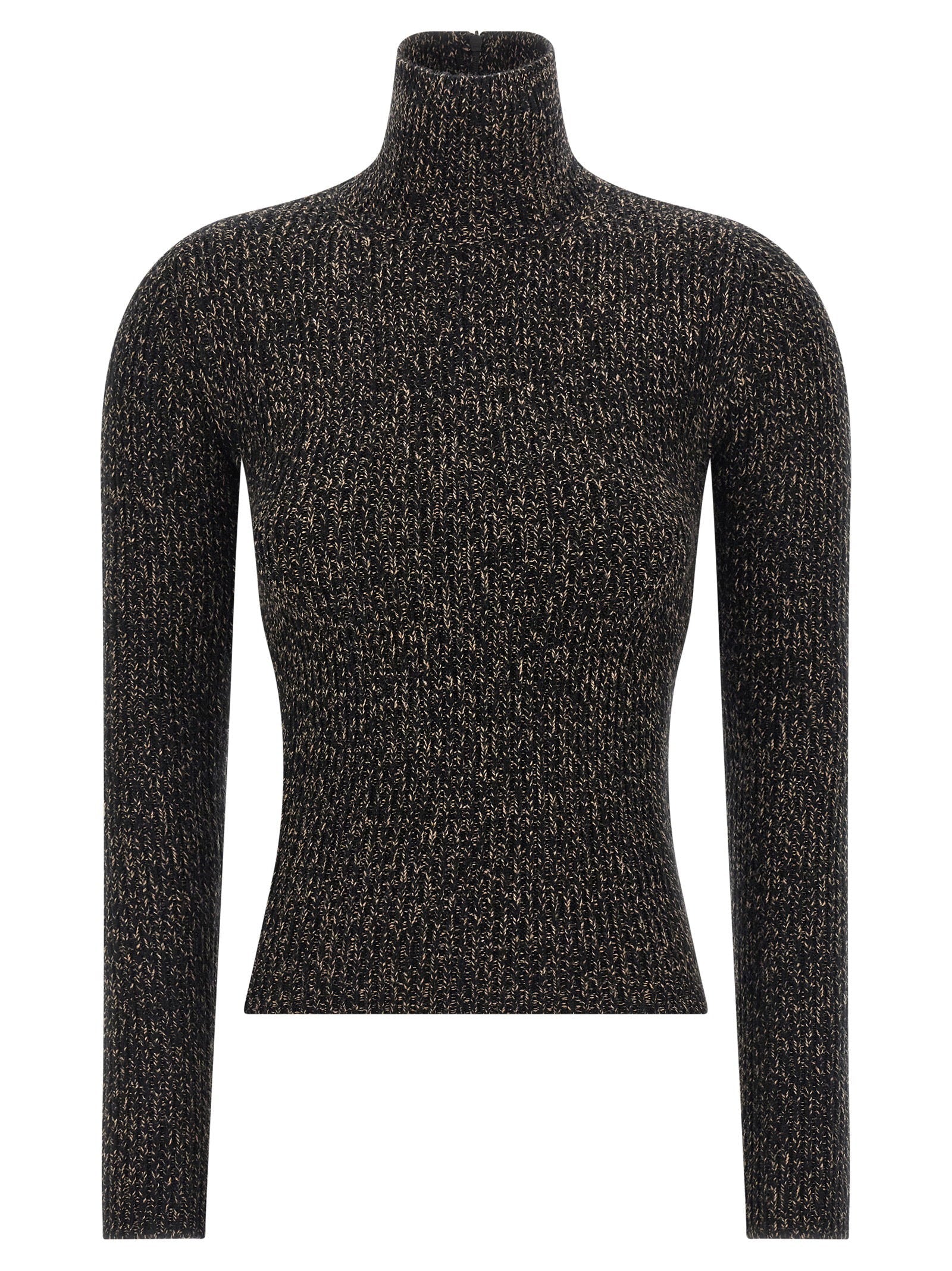 Max Mara Ribbed Wool and Cashmere Mouliné Sweater — Charcoal
