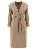 Max Mara Studio Cashmere Wrap Coat — Beige