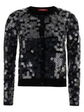 Max Mara Studio Sequin-Embellished Wool Cardigan — Black
