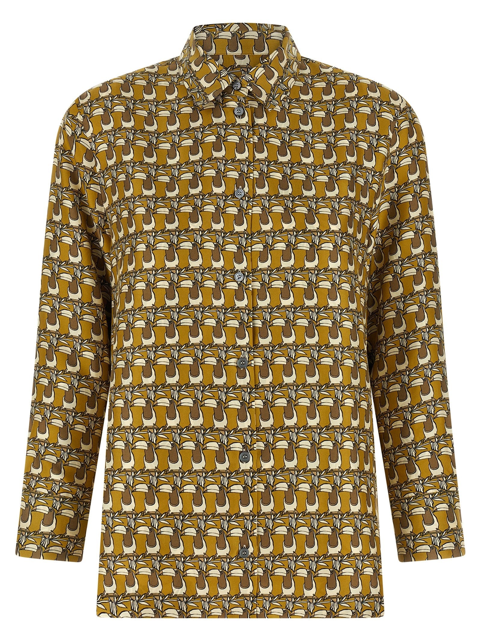 Max Mara Reversible Silk Twill Shirt — Gold