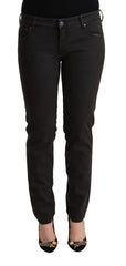 Women's Black Low Waist Skinny Denim Cotton Jeans Elastane Clothing