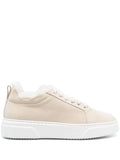 Eleventy Suede & Shearling Sneaker — Beige