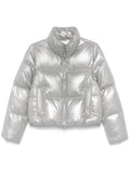 Peserico Lamé-Effect Goose Down Down Jacket — Silver