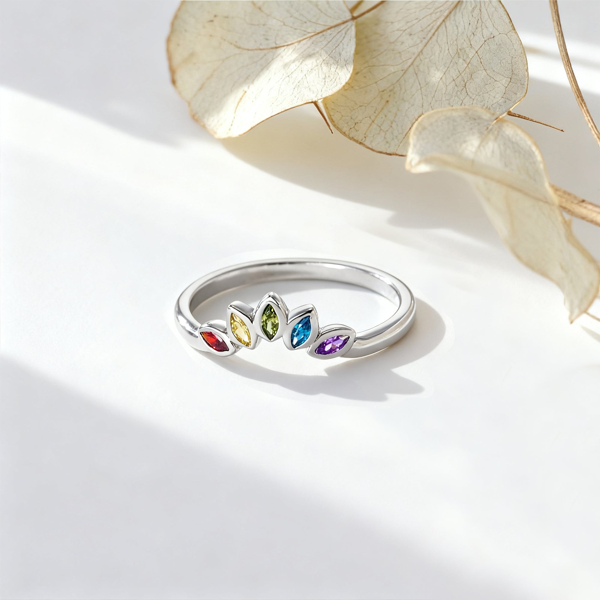 Anillo Personalizado Marquesa Piedra de Nacimiento Joyería Delicada Cumpleaños Día de San Valentín Aniversario Regalo para Mujeres