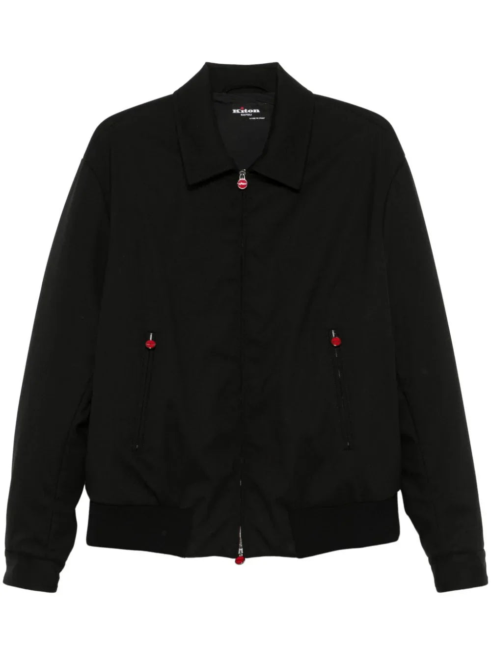 Kiton Virgin Wool Padded Bomber Jacket — Black