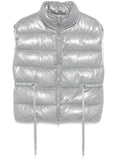 Peserico Lamé-Effect Quilted Gilet — Silver