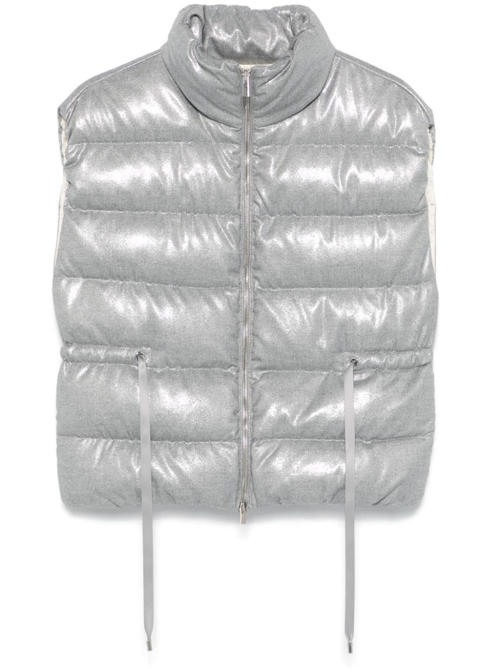 Peserico Lamé-Effect Quilted Gilet — Silver
