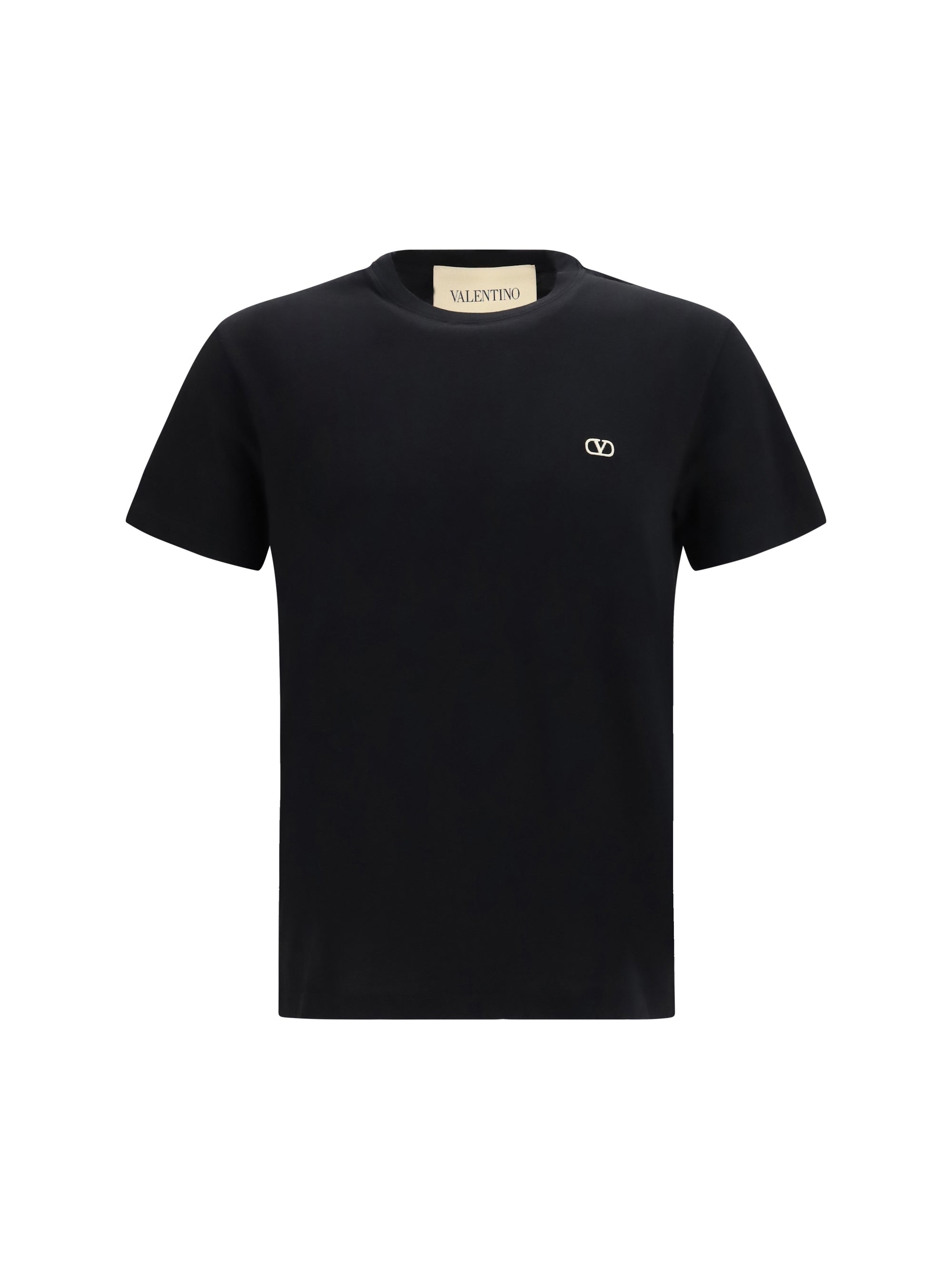 Valentino Logo-Embroidered Cotton T-Shirt — Black
