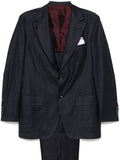 Kiton Wool-Cashmere Check Pant Suit — Navy