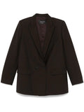Fabiana Filippi Double-Breasted Merino Wool Blend Blazer — Brown