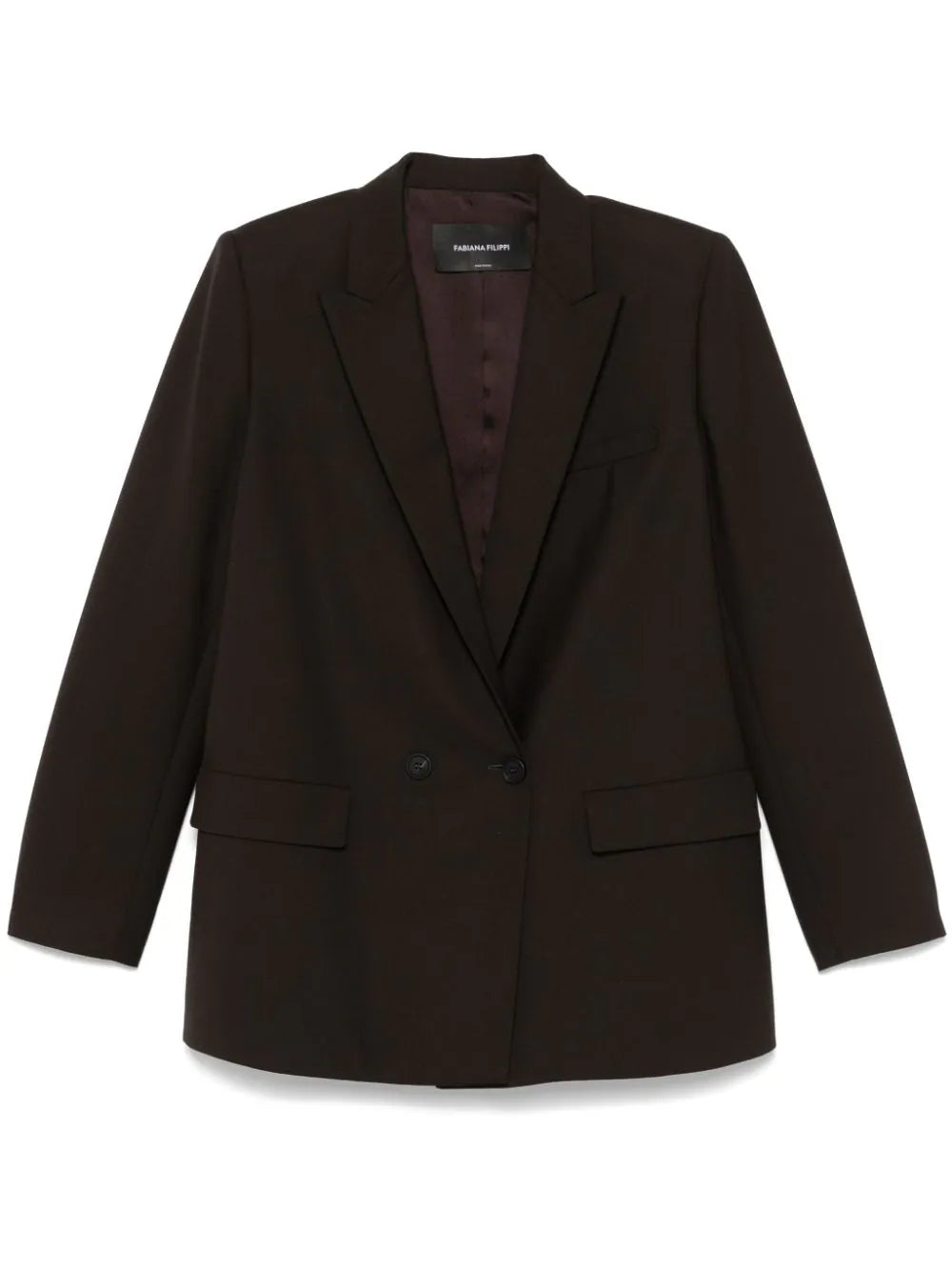 Fabiana Filippi Double-Breasted Merino Wool Blend Blazer — Brown