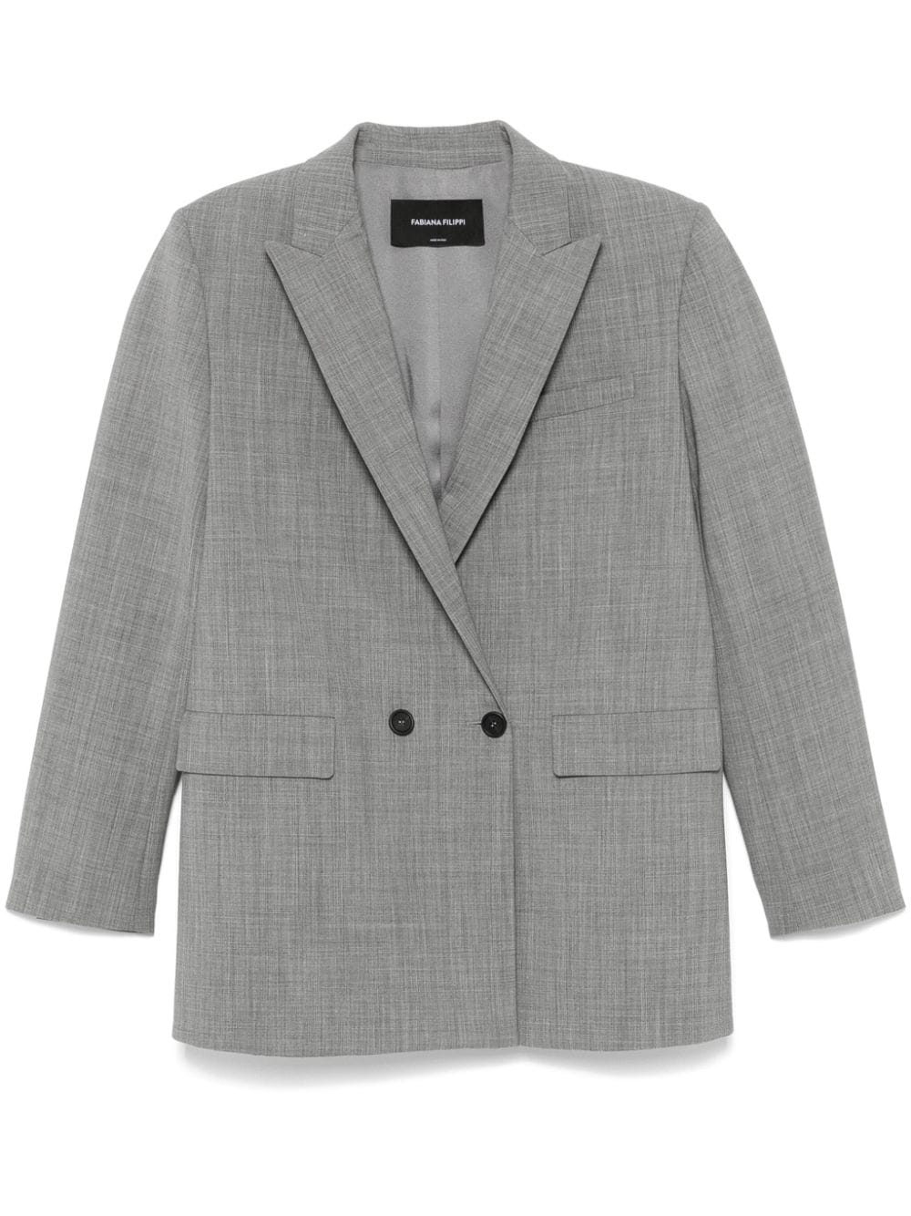 Fabiana Filippi Double-Breasted Virgin Wool Blazer — grey