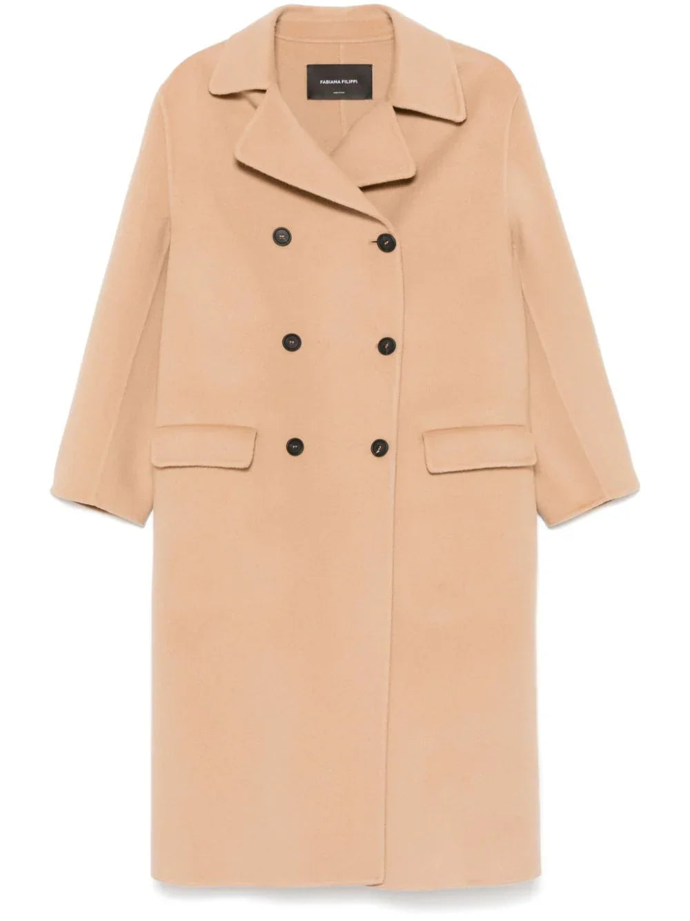 Fabiana Filippi Double-Breasted Merino Wool Coat — Beige
