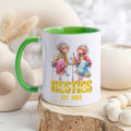 Personalizada estilo acuarela personaje Besties 11 oz 15 oz Taza de cerámica con el nombre y el año Cumpleaños Navidad Regalo para amigo Besties