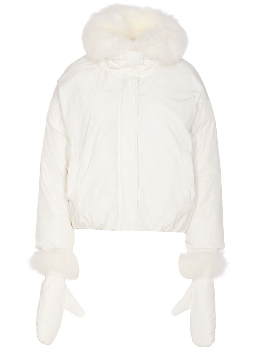 Yves Salomon Fox Fur-Trimmed Goose Down Down Jacket — White