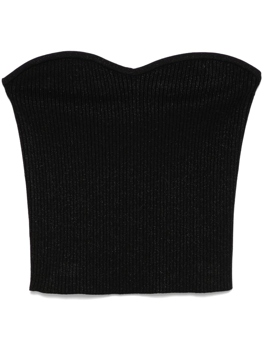 Peserico Lurex Ribbed Knit Tank Top — Black