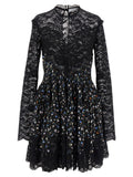 Paco Rabanne Lace Floral Dress — Black