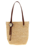 Paco Rabanne Braided Raffia Tote Bag — Natural