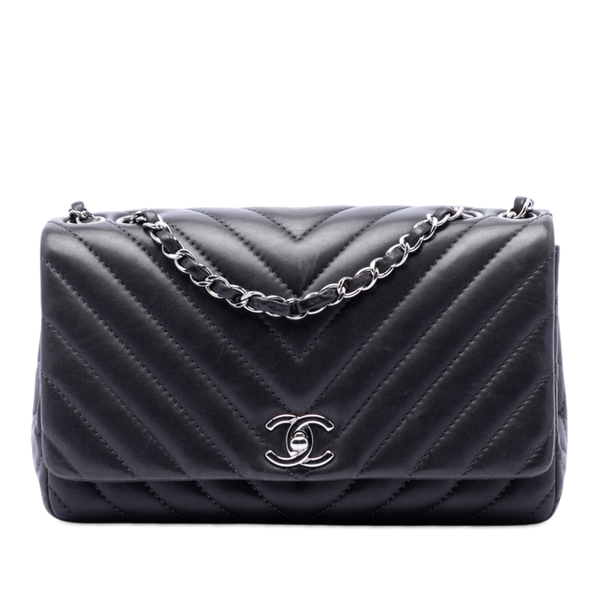 Medium Chevron Lambskin Surpique Flap