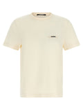 Jacquemus Logo-Embroidered Grosgrain Patch T-Shirt — cream