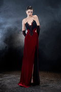 Morticia Vampires Thigh High Corset Velvet Maxi Dress