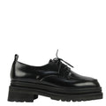 Black Chunky Leather Derby Shoes with Lug Sole