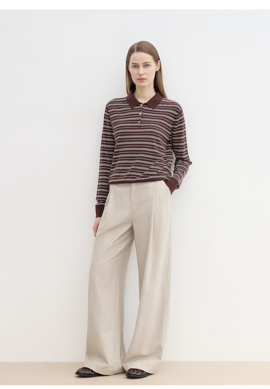 Leisure Moments classic low-waisted loose casual straight pants exquisite fashion sense casual pants for women
